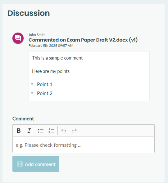 comment added to document